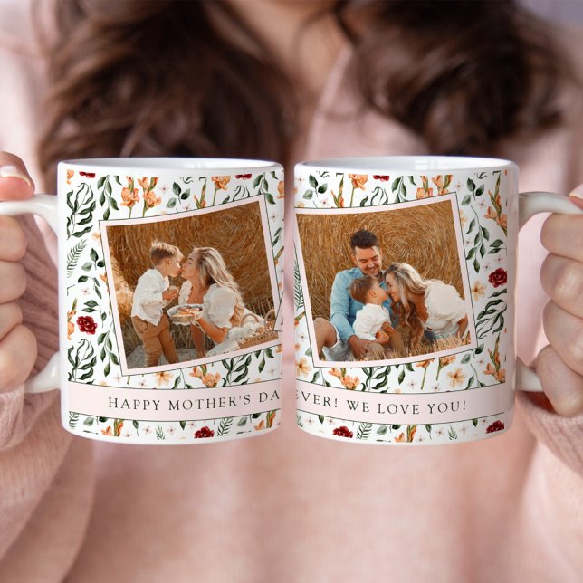 Zartes Florales Scrapbook-Style Muttertagsdesign Kaffeetasse (Von Creator hochgeladen)