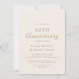 Zartes Gold und Creme 50. Hochzeitstag Einladung