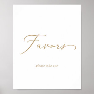 Zartes goldenes Kalligrafie-Hochzeitsgunstzeichen Poster