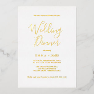 Zartes Goldfolie   Kalligrafie Hochzeitsdinner  Folieneinladung