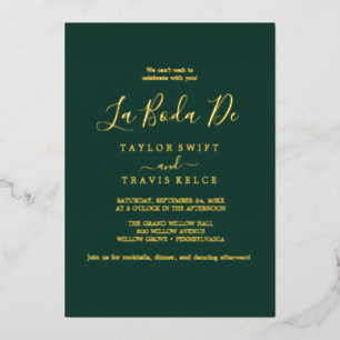 Zartes Goldfolie Smaragd La Boda De Hochzeit Folieneinladung