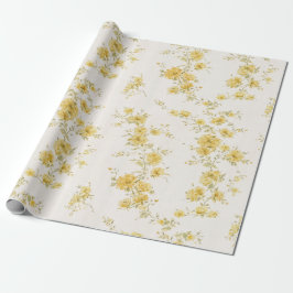 Zartes goldgelbes Vintage-Blumenmuster Geschenkpapier