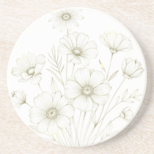 Zartes Kosmos-Blumenstrauß-Linienkunst Grazie Getränkeuntersetzer