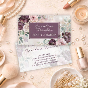 Zartes lila rosafarbenes Pastellgrün Floral Visitenkarte