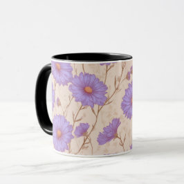 Zartes Lilalila Gänseblümchen Creme Blumenmuster Tasse