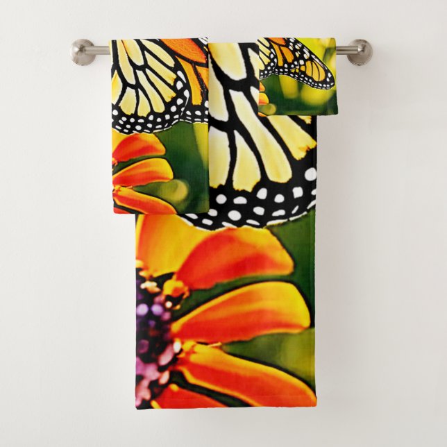 Zartes Monarch Butterfly Bloom Design Badhandtuch Set (Insitu)