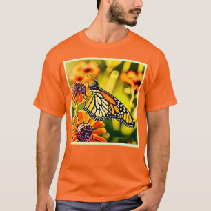 Zartes Monarch Butterfly Bloom Design T-Shirt