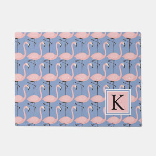 Zartes Monogramm des Flamingo-Muster-  Fußmatte