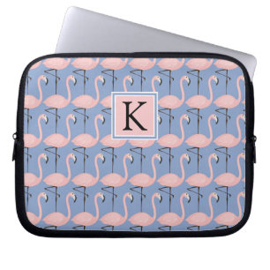 Zartes Monogramm des Flamingo-Muster-  Laptopschutzhülle