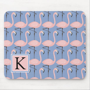 Zartes Monogramm des Flamingo-Muster- Mousepad