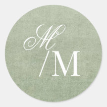 Zartes Pastell-Salbei-Grün-Monogramm-Hochzeit
