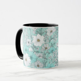 Zartes Pastell-Wildblumen-Mint-Blumenmuster Tasse