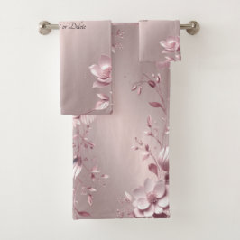 Zartes rosa Blumenhandtuch-Set Badhandtuch Set