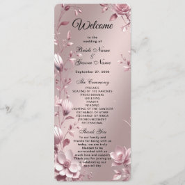 Zartes rosa Blumenrahmen-Hochzeitsprogramm Programm