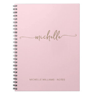 Zartes Rosa Girly Gold Monogramm Schriftzug Notizblock