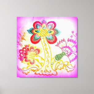 zartes, rosa Palmenblatt im Hippie-Stil Leinwanddruck