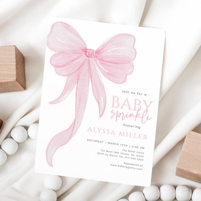 Zartes rosa Schleifen Mädchen Baby Sprinkle Einladung (Von Creator hochgeladen)