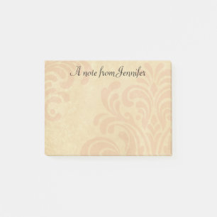 Zartes Rosa und Beige Damast mit individuellem Nam Post-it Klebezettel