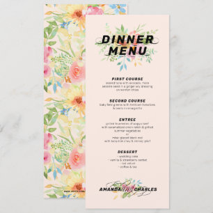 Zartes rosa und gelbes Blumenbouquet & Muster Einladung