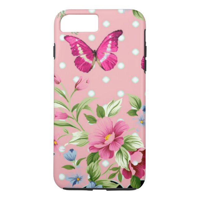zartes rosa Vintages Blumenmuster Case-Mate iPhone Hülle (Rückseite)