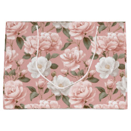 Zartes Rosa Weiß Blumenmuster Große Geschenktüte