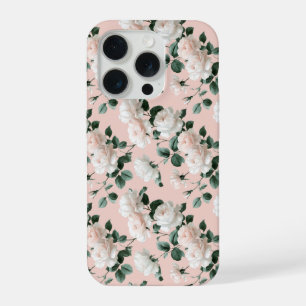 Zartes Rosa Weiß Blumenmuster iPhone 15 Pro Hülle