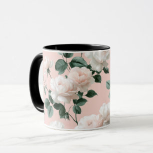 Zartes Rosa Weiß Blumenmuster Tasse
