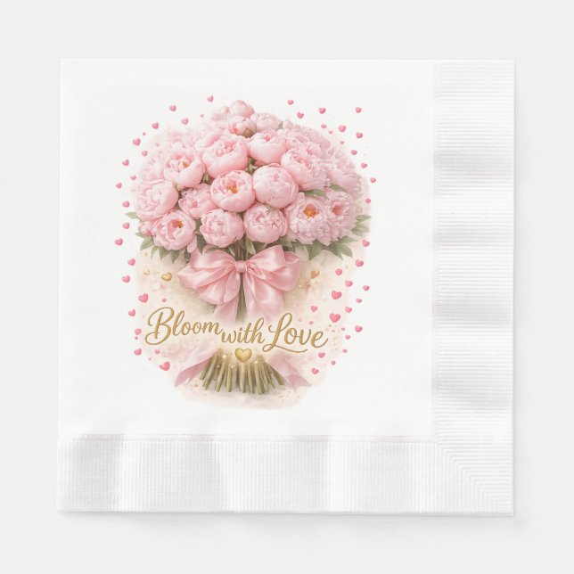 Zartes Rosen-Pfingstrosen-Sträußchen – Papiertuch Serviette (Vorderseite)