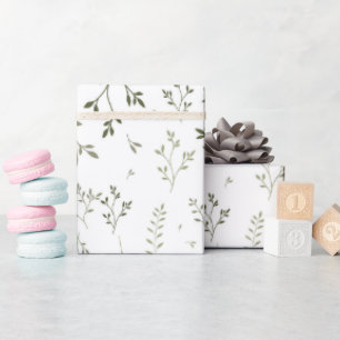 Zartes Salbeigrünes Ditsy Botanisches Muster Geschenkpapier