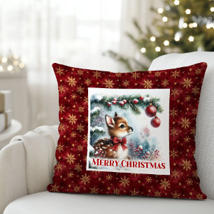 Zartes Schneehirsch-Wasserfarbszenen-Geschenk Weih Kissen