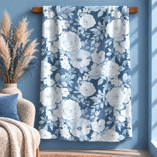 Zartes Shabby Chic Hellblau Weißes Plaid Sherpadecke