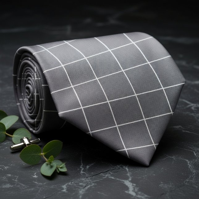Zartes Silber- und Schwarzkariert Krawatte (Von Creator hochgeladen)