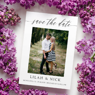 Zartes Skript Minimalistische Foto-Hochzeit Save The Date