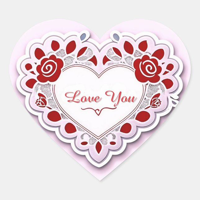 Zartes Spitzen-Herz-Karten Herz-Aufkleber (Vorderseite)