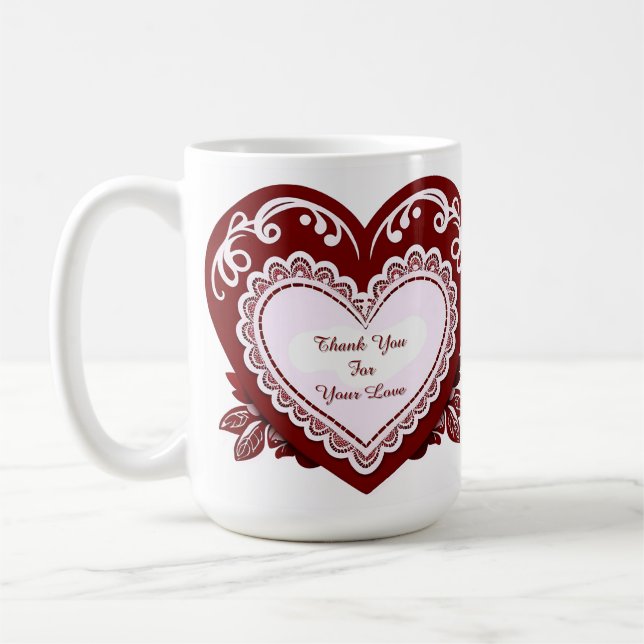 Zartes Spitzenherz Karte Kaffeetasse (Links)