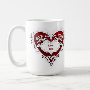 Zartes Spitzenherz Karte Kaffeetasse
