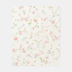 Zartes Wasserfarben-Blumenmuster Rosa Blüte Fleecedecke