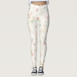 Zartes Wasserfarben-Blumenmuster | Rosa Blüte Leggings