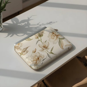 Zartes Wasserfarbenes Weißes Blumenmuster Laptopschutzhülle