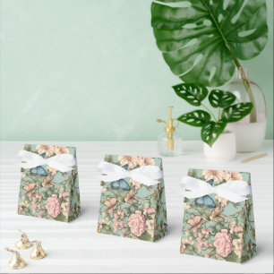 Zartestes Rosa Blaues Blumen- & Schmetterlingsmoti Geschenkschachtel
