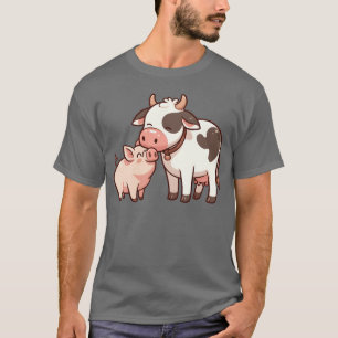 Zärtlicher Kuss Kuh und Schwein Freunde T-Shirt