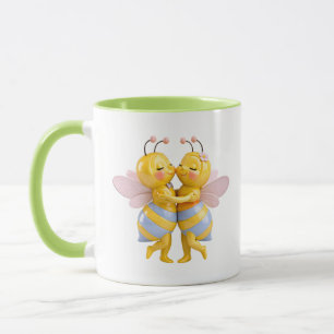 Zärtliches Bienenpaar, das sich umarmt Tasse