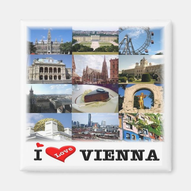 zAT006 WIEN I Liebe, Kühlschrank Magnet (Vorne)