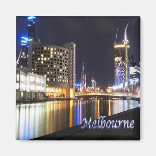 zAU050 MELBOURNE by Night, Australien, Kühlschrank Magnet