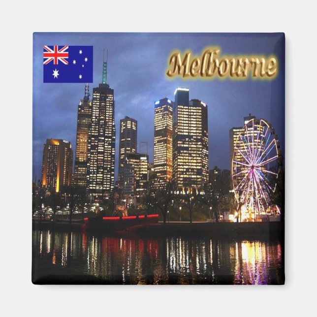 zAU059 MELBOURNE, Stadt für Nacht, Australien, Küh Magnet (Vorne)