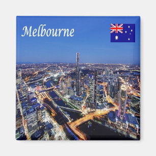 zAU061 MELBOURNE by Night, Australien, Kühlschrank Magnet