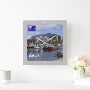 zAU096 HOBART, Hafen, Australien, Ozeanien, Quadratische Wanduhr
