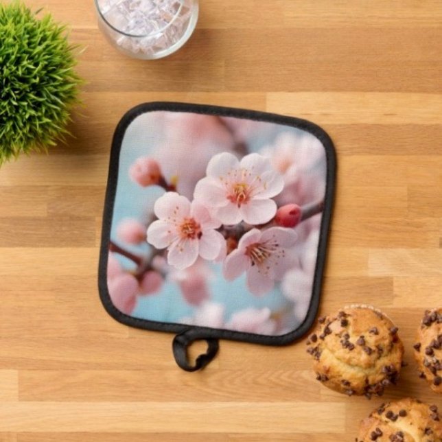 Zauber der rosa Blüten Topflappen (Pot Holder Full rubber protection cover no slip silicon hanging loop. 
)