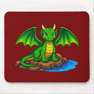 Zauber-Drache sitzt auf den Felsen Mousepad