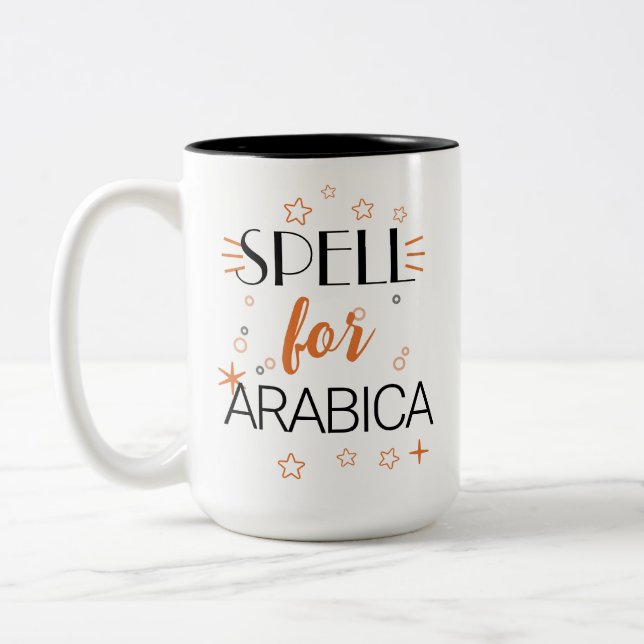 Zauber für Arabica - Hexe Kaffeeban-Magie Zweifarbige Tasse (Links)